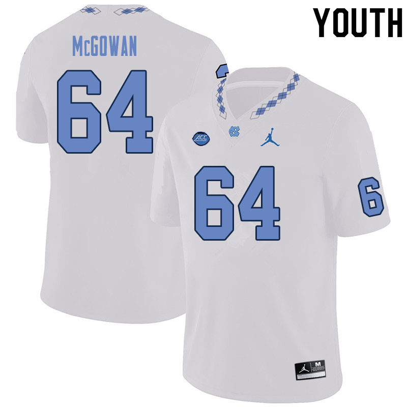 Youth #64 Malik McGowan North Carolina Tar Heels College Football Jerseys Sale-White